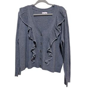 LC Lauren Conrad Gray Ruffled Knit Cardigan SIZE XL - NWOT